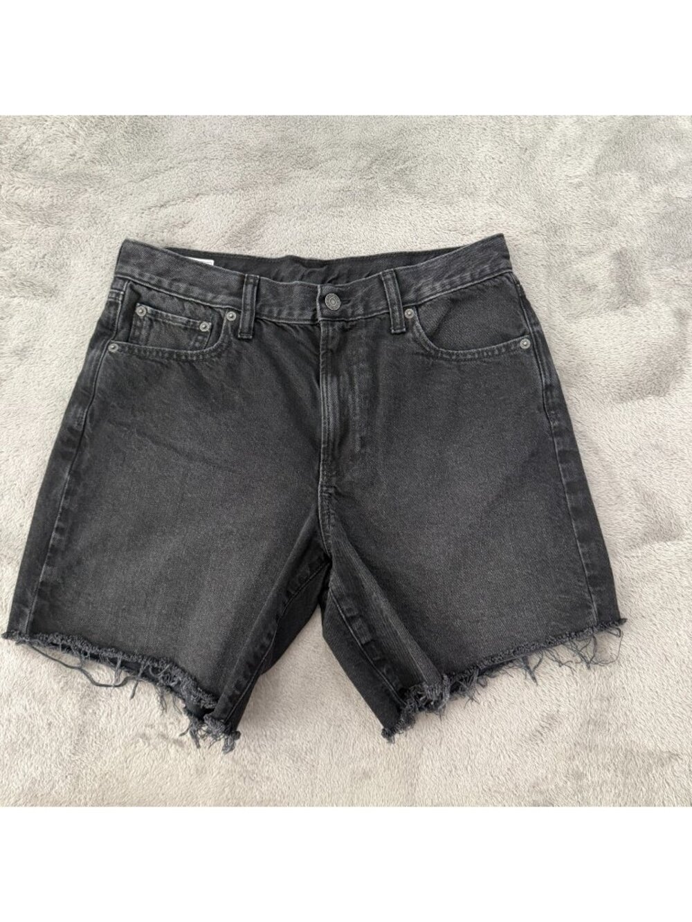 Gap 9" Loose Bermuda Mid Rise Denim Jean Shorts Womens size 29 8 Black